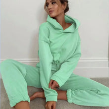 Load image into Gallery viewer, Winter Tracksuit Women Two Piece Set - Oversized Hoodie Sweatpants Solid Color Sportswear Suit |Casual Sweatshirt Trouser Set