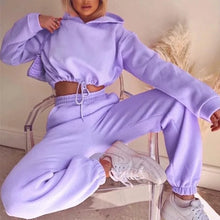 Load image into Gallery viewer, Winter Tracksuit Women Two Piece Set - Oversized Hoodie Sweatpants Solid Color Sportswear Suit |Casual Sweatshirt Trouser Set