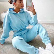 Load image into Gallery viewer, Winter Tracksuit Women Two Piece Set - Oversized Hoodie Sweatpants Solid Color Sportswear Suit |Casual Sweatshirt Trouser Set