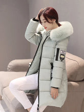 Load image into Gallery viewer, Women's Fur Collar Hooded Long Parka with Letter Patch