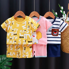 Load image into Gallery viewer, Kids' Cartoon Print Cotton T-Shirt & Shorts Tracksuit Set