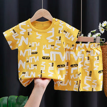 Load image into Gallery viewer, Kids' Cartoon Print Cotton T-Shirt & Shorts Tracksuit Set