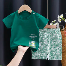 Load image into Gallery viewer, Kids' Cartoon Print Cotton T-Shirt & Shorts Tracksuit Set
