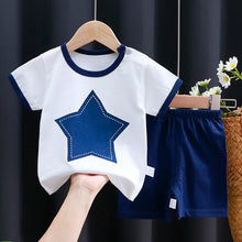 Load image into Gallery viewer, Kids' Cartoon Print Cotton T-Shirt & Shorts Tracksuit Set