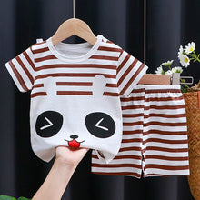 Load image into Gallery viewer, Kids' Cartoon Print Cotton T-Shirt & Shorts Tracksuit Set