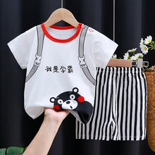Load image into Gallery viewer, Kids' Cartoon Print Cotton T-Shirt & Shorts Tracksuit Set