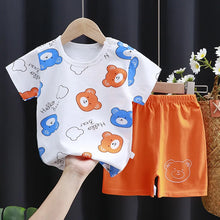 Load image into Gallery viewer, Kids' Cartoon Print Cotton T-Shirt & Shorts Tracksuit Set