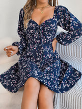 Load image into Gallery viewer, Real Shot of 2026 Spring/Summer European and American Casual Sexy Lace-Up Square-Neck Floral Long-Sleeve A-Line Dress, Independent Cross-Border Women's Fashion