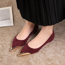 Load image into Gallery viewer, 531-19 European and American Fashion Banquet Metal Pointed Toe Shallow Slip-On Shoes for Women, Elegant and Comfortable Slip-On Shoes with Internal Height Increase