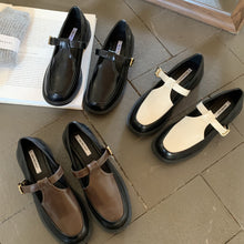 Load image into Gallery viewer, Retro Round-Toe Loafers 2025~New British Preppy Style Small Leather Shoes for Women Mary Jane T-Shaped Buckle Thick Heel Shoes