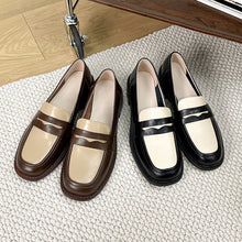 Load image into Gallery viewer, Loafers 2025 Spring New Women's Shoes Thick Heel Low Heel Low Top Shoes Retro Color Matching Small Leather Shoes Deep Mouth Flats for Women