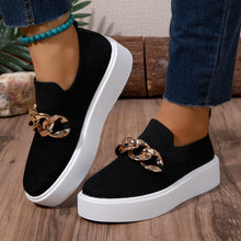 Load image into Gallery viewer, European and American foreign trade thick-soled fly-woven breathable low-top single-layer shoes women's cross-border chain decorative leg loafers wish