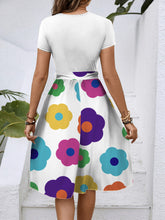 Load image into Gallery viewer, European and American cross-border Amazon Temu spring and summer fashion trend round neck short sleeve color matching waist dress women