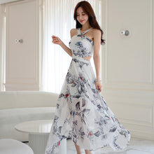 Load image into Gallery viewer, Foreign Trade Women's 2025 Summer New Temperament Sling Long Dress Fashion Waist Chiffon Printed Large Swing Dress dress