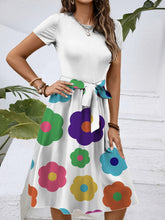 Load image into Gallery viewer, European and American cross-border Amazon Temu spring and summer fashion trend round neck short sleeve color matching waist dress women