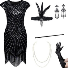 Load image into Gallery viewer, 1920 retro women's sequined dress Gatsby ball tassel dress stage performance clothing suit