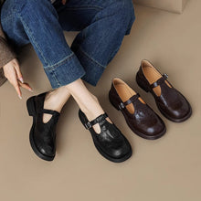 Load image into Gallery viewer, Genuine Leather Round-Toe Brogue British Style Carved 2025 New Women's Leather Shoes for Commuting, Flat Loafers, Export Shoes