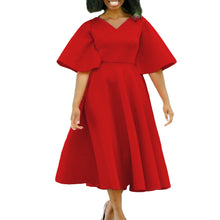 Load image into Gallery viewer, D3191 Cross-border Women's 2023 New Trumpet Sleeve V-neck Fashion Elegant Large Skirt Dress European and American Dress