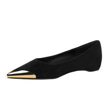 Load image into Gallery viewer, 531-19 European and American Fashion Banquet Metal Pointed Toe Shallow Slip-On Shoes for Women, Elegant and Comfortable Slip-On Shoes with Internal Height Increase