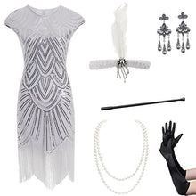Load image into Gallery viewer, 1920 retro women's sequined dress Gatsby ball tassel dress stage performance clothing suit