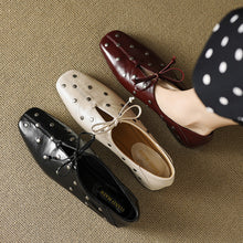 Load image into Gallery viewer, Genuine Leather Rivet Mary Jane Shoes, Elegant Spring Small Leather Shoes for Women, 2025 New Spring Women's Shoes, Square Toe Cut Out Shoes