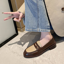 Load image into Gallery viewer, Loafers 2025 Spring New Women's Shoes Thick Heel Low Heel Low Top Shoes Retro Color Matching Small Leather Shoes Deep Mouth Flats for Women