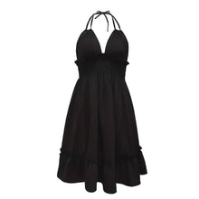 Load image into Gallery viewer, Deep V Rope Tie Pleated Beach Maxi Dress