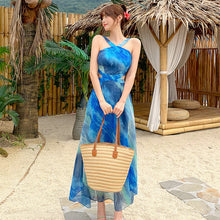 Load image into Gallery viewer, Foreign Trade Women's 2025 Summer New Temperament Sling Long Dress Fashion Waist Chiffon Printed Large Swing Dress dress