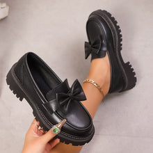 Load image into Gallery viewer, Foreign Trade Cross-Border Large Size 35-42 Loafers for Women Niche Bow Thick-Soled Small Leather Shoes for Women Retro Flats for Women