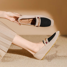 Load image into Gallery viewer, Loafers 2024 new square toe flying woven cross-border single-layer shoes women's woven slip-on knitted shoes plus size peas shoes