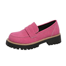 Load image into Gallery viewer, Cross-Border 2025 New Spring and Autumn Loafers Large Size Casual Frosted British Style Women's Shoes Thick Heel Thick Sole Foreign Trade Retro