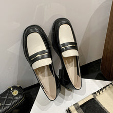 Load image into Gallery viewer, Loafers 2025 Spring New Women's Shoes Thick Heel Low Heel Low Top Shoes Retro Color Matching Small Leather Shoes Deep Mouth Flats for Women