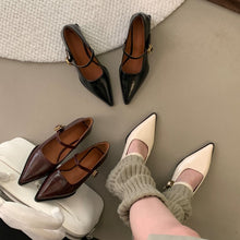 Load image into Gallery viewer, Ladies Style Personality Pointed Shoes One-word Belt Mary Jane Women's Shoes 2025 Spring New Shallow Mouth Elegant Evening Shoes