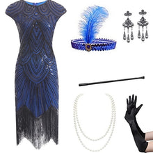 Load image into Gallery viewer, 1920 retro women's sequined dress Gatsby ball tassel dress stage performance clothing suit