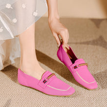 Load image into Gallery viewer, Loafers 2024 new square toe flying woven cross-border single-layer shoes women's woven slip-on knitted shoes plus size peas shoes