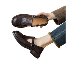 Load image into Gallery viewer, Genuine Leather Round-Toe Brogue British Style Carved 2025 New Women's Leather Shoes for Commuting, Flat Loafers, Export Shoes