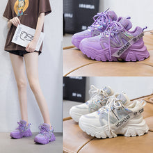 Load image into Gallery viewer, 2026 Spring and Autumn Style Dad Shoes, Internet Celebrity Rhinestone Breathable Genuine Leather Shoes for Petite People, Popular Purple Thick-Soled Sports Shoes, Trendy on Instagram