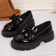 Load image into Gallery viewer, Foreign Trade Cross-Border Large Size 35-42 Loafers for Women Niche Bow Thick-Soled Small Leather Shoes for Women Retro Flats for Women