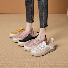 Load image into Gallery viewer, Genuine Leather Cut Out Breathable Loafers for Women 2025 Summer New Flats Casual Shoes Slip-On Slip-On Shoes