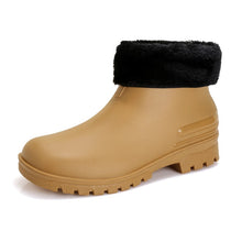 Load image into Gallery viewer, Cross-border Japanese Rain Shoes Women's Adult Non-slip Short Rain Boots Kitchen Work Waterproof Platform fleece-lined Water Shoes Women