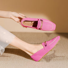 Load image into Gallery viewer, Loafers 2024 new square toe flying woven cross-border single-layer shoes women's woven slip-on knitted shoes plus size peas shoes