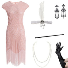 Load image into Gallery viewer, 1920 retro women's sequined dress Gatsby ball tassel dress stage performance clothing suit