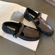 Load image into Gallery viewer, Retro Round-Toe Loafers 2025~New British Preppy Style Small Leather Shoes for Women Mary Jane T-Shaped Buckle Thick Heel Shoes