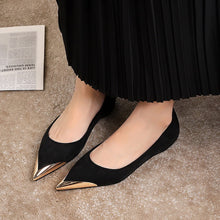 Load image into Gallery viewer, 531-19 European and American Fashion Banquet Metal Pointed Toe Shallow Slip-On Shoes for Women, Elegant and Comfortable Slip-On Shoes with Internal Height Increase