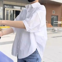 Load image into Gallery viewer, Summer Shirt Women Blouses 2024 New Mid-sleeve Loose Y2k Chic Clothes Fashion Irregular Shirts Korean Ladies Casual Vacation Tos