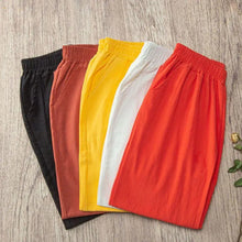 Load image into Gallery viewer, Women Summer Casual Loose Harem Elastic Waist Cotton Linen Pants Ninth Trousers