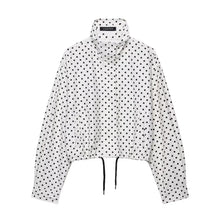 Load image into Gallery viewer, Women's Polka Dot Turtleneck Zipper Jacket with Pockets