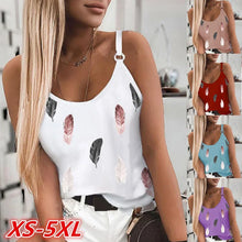 Load image into Gallery viewer, 2022 Summer Women Wear New Pattern Fashion T-Shirt Summer Casual Feather Print Sleeveless Tank Tops Camisole Coat