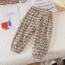 Load image into Gallery viewer, Summer Kids Casual Pants 1-6Y Simple Boys Grid Sweat Pants Korean Loose Thin Children Striped Letter Trousers