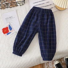 Load image into Gallery viewer, Summer Kids Casual Pants 1-6Y Simple Boys Grid Sweat Pants Korean Loose Thin Children Striped Letter Trousers